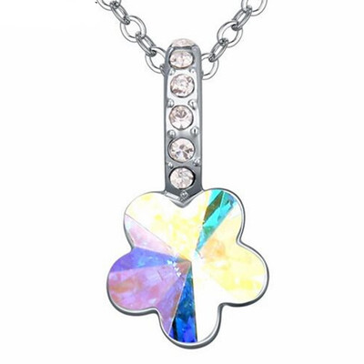 

Crystal Plum Pendant Necklace Made With Austrian Crystals From Swa Elements For Women Gift White Gold Plated 17544