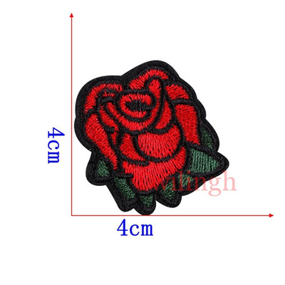 

1 Piece Big Flower Patches Iron on 3D Embroidered Sequined Patch Red Rose Applique Sew On DIY Patch Accessories Clothes Patches