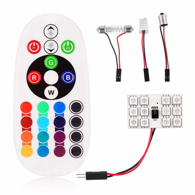 

Colorful RGB remote control lights 12led interior lights T10 compartment reading lights board mood lights