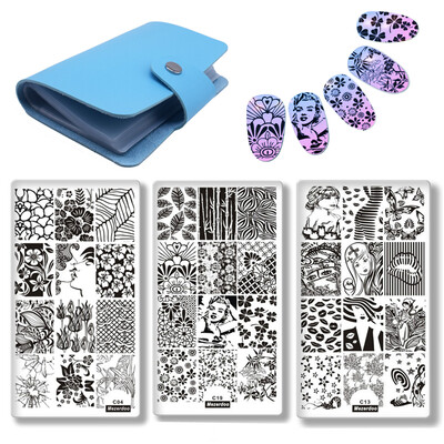 

Beauty Girl Flower Lips Image Print Nail Art Stamping Plates 4PcsSet Plate Holder DIY Nails Tempate Stencil Painting Decoration
