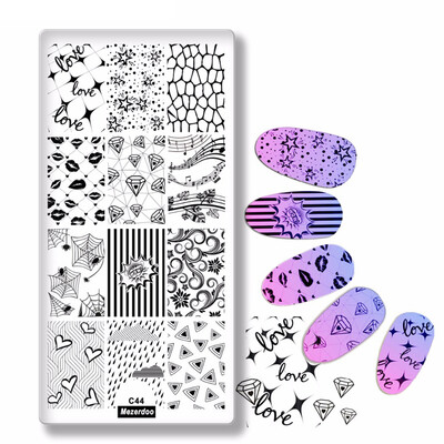 

Mezerdoo Nail Art Stamping Plate Lovely Diamond Kiss Love Design Manicure Nail Art Image Stamp Template Stencil Beauty Tools C44