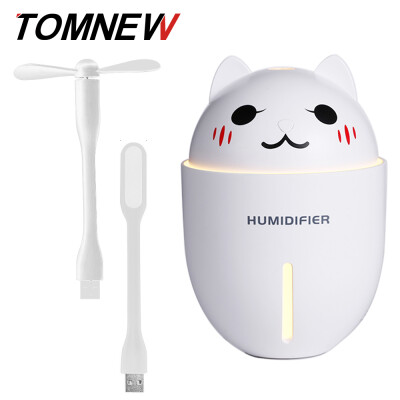 

TOMNEW 3 in 1 Mini Cool Mist Humidifiers USB 320ML Silent Cute Cartoon LED Night Light With USB Fan&LED Lamp for Car Home