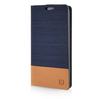 

MOONCASE Canvas Design Leather Side Flip Wallet Pouch Stand Shell Back Case Cover for LG G2 Mini Dark Blue