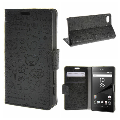 

MOONCASE Sony Xperia Z5 Compact ( Z5 Mini ) ЧЕХОЛ ДЛЯ Leather Flip Wallet Card Slot Bracket Back Black
