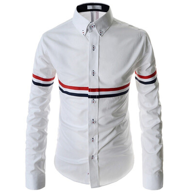 

Zogaa New Mens Shirt Stripe Long Sleeve