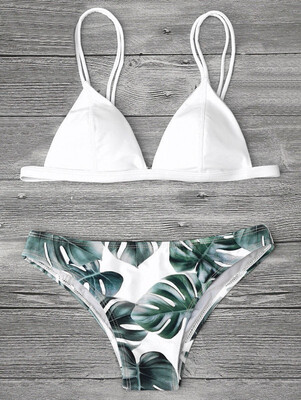 

Fashion Women Sexy Bikini Leaf Printed Two Piece Bikini Summer Beach Swimsuit Bathing Suit Swimwear
