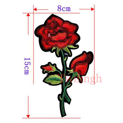 

1 Pc Brand Flower Patches Big Stickers Embroidery 3D Red Rose Applique Motif Applique Garment Women DIY Clothes Wedding Patch