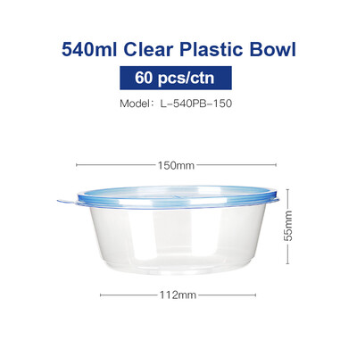 

OTOR Salad Bowl with Lid Take Away Plastic Food Container Clear Plastic Bowl Box for Fast Food Bento Microwaveable 150mm 60pcs