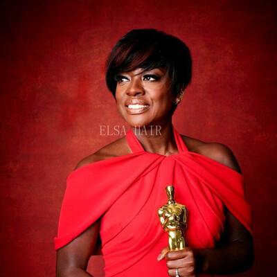 

Pixie cut short human hair capless machine made  lace wig for black woman