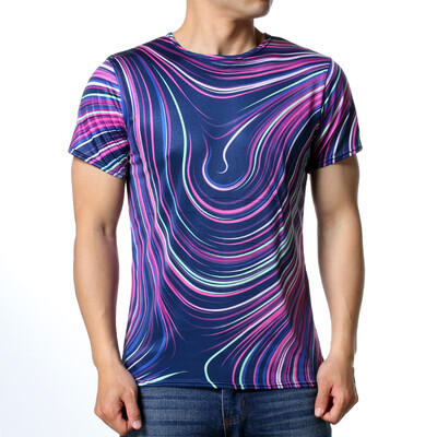 

Fashion Mens O-neck Geometric Pattern Print Pullover T-Shirts