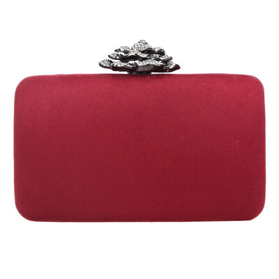 

Fawziya Crystal Rose Cocktail Purses For Women Burgundy Velvet Clutch