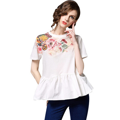 

BURDULLY Harajuku Floral Print T shirt Women Summer 2018 Loose Short Sleeve Tshirt O-neck High Quality 100 Cotton T-shirt