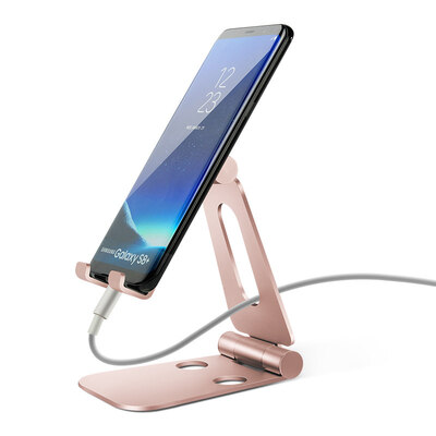 

Biaz Metal Phone Stand Desktop Stand Lazy Stand Adjustable Multi-function Video Live Shelf PhoneTablet Universal B3-Rose Gold