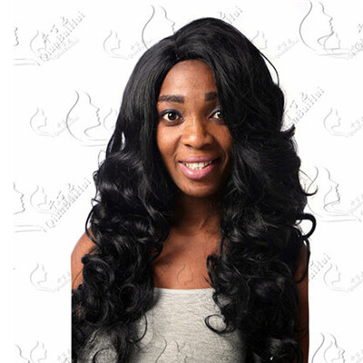 

QianBaiHui Long Wavy Synthetic Wigs for Women Black Heat Resistant Synthetic Hair Wigs Natural Looking Fashion Full Wigs Wig Cap
