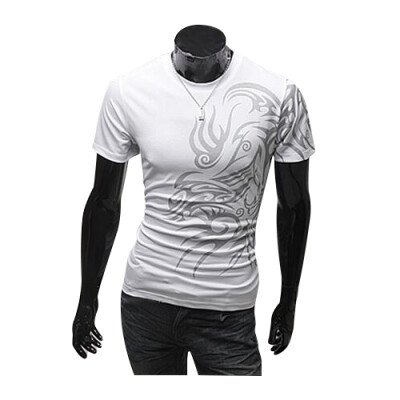 

Zogaa New Mens T-Shirt European Dragon Tattoo Round Collar