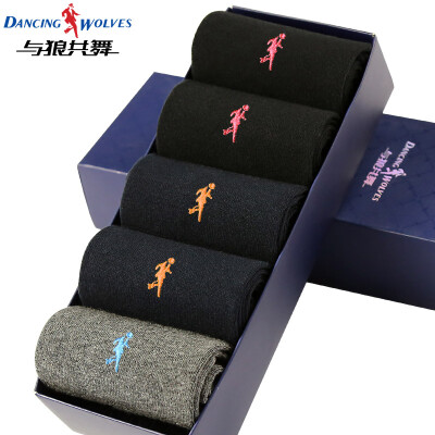 

Dance with wolves DANCING WOLVES socks mens cotton tube socks breathable sweat-absorbent cotton socks business casual cotton socks 5 dark gray code