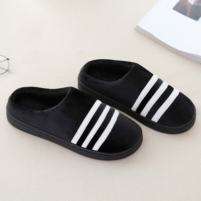 

Winter three bars home floor slippers indoor&outdoor lovers half pack with cotton shoes moon shoes warm cotton mop