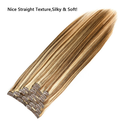 

BHF Hair 8A Grade Peruvian Hair Clip In Hair Extensions Silky Straight Human Hair Weave 7PieceLot 120G 1B 2