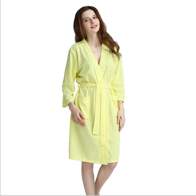 

Spring&Summer New Lattice Ma&39am Pajamas Robe Waffle Fabric Perspiration Moisture Absorption Bath Robe
