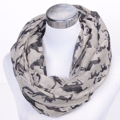 

Guttavalli Women Fashion Horses Ring Shawl Autumn Winter Viscose Animals Printing Infinity Scarf Vintage Chevron Loop Soft Wraps