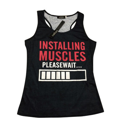 

Installing Muscles Please Wait Funny women's workout tank top Burnout tank.Lifting Shirt Workout clothing Fitness apparel