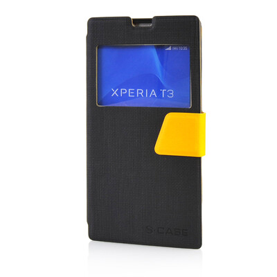 

MOONCASE Ultra Slim Leather Side Flip Pouch Stand Thin Shell Back ЧЕХОЛ ДЛЯ Sony Xperia T3 D51 Black