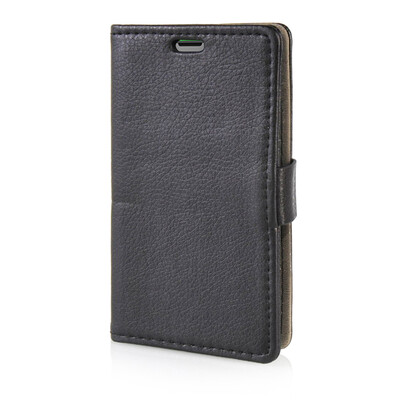 

MOONCASE Litch Skin Leather Side Flip Wallet Card Slot Pouch Stand Shell Back ЧЕХОЛ ДЛЯ Microsoft Lumia 435 Black