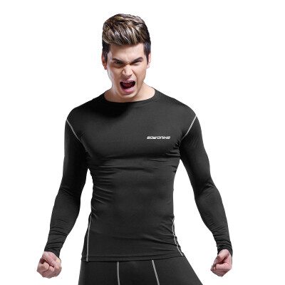 

BOWONIKE Sports Tights Long Sleeve Elastic Breathable Basketball Skill Training Exercise Running Fitness T-Shirt Riding Fast-drying Fitness Wear Black XL