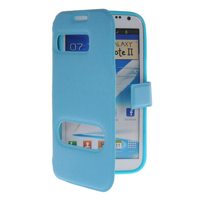 

MOONCASE View Window Leather Side Flip Pouch Hard board Shell Back Case Cover for Samsung Galaxy Note 2 N7100 Blue