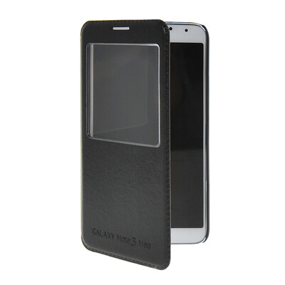 

MOONCASE Окно просмотра Кожа Флип сторона Чехол Подставка чехол для Samsung Galaxy Note 3 Neo N750 / Lite N7505 Черный