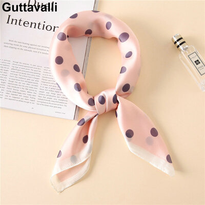 

Guttavalli Fashion Women Dots Print Ties Small Chevron Summer Sunscreen All-match Scarves Silk Imitation Skinny Geometric Wraps