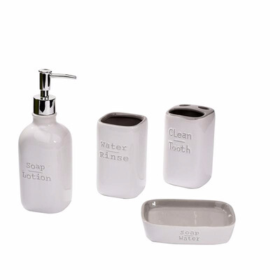 

4pcs Ceramic Bath&Shower Accessories Ensemble Set Grey