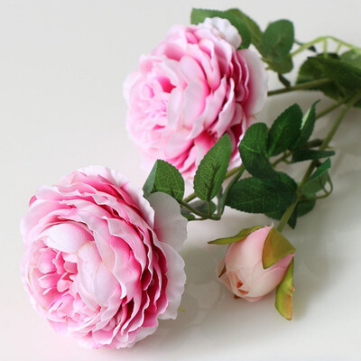 

5pcs 3Heads Artificial Flowers Peony Bouquet Silk Flowers Bridal Bouquet Fall Vivid Fake Rose for Wedding Home Party Decor