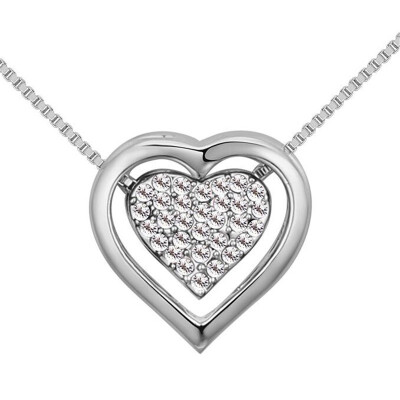 

Romantic Double Heart Necklaces Pendants Crystal from Austrian Elements For Women Jewelry Valentines Day Gift 26578