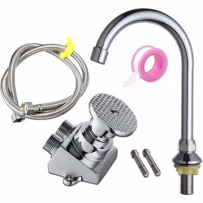 

BaiDaiMoDeng Copper Faucet Basin Floor Mount Pedal Hospital Medical Laboratory Foot Switch Tap1  304 Stainless Steel Hose X 1