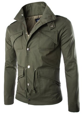 

Mooncolour Mens Military Slim Fit Jacket Coat Rider Zip Button Casual Long Sleeve Hoody Outwear Jacket