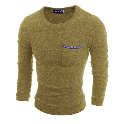 

Zogaa New Men's Knitwear Pure Cotton Slim Long Sleeve Round Collar