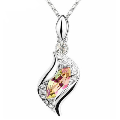 

Necklaces Pendants Vintage Bijoux For Women Best Gift Made With Crystals from Austrian Elements White Gold Plated 13058