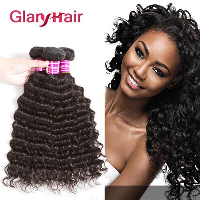 

Glary Indian Hair Deep Wave with Closure 3 Bundles Virgin Hair with Closure 8A Unprocessed Human Hair with Closure Natural Color