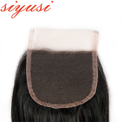 

Siyusi Hair Brazilian Straight Virgin Hair 4 * 4 Кружевное закрытие 100% необработанных человеческих волос бесплатно / средний / три части 10 пучков