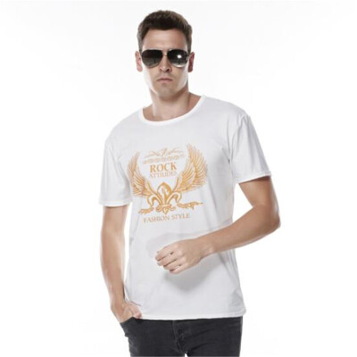 

2018 Summer Mens Fashion Slim Neck Youth Stamping Print Large Size Short-Sleeve T-Shirt