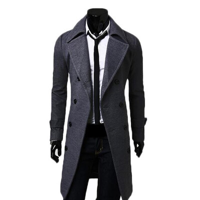 

Zogaa New Mens Wool Coats Double-Breasted