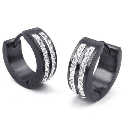 

Hpolw Mens Cubic Zirconia Stainless Steel Stud Huggie Hoop Earrings Set Black