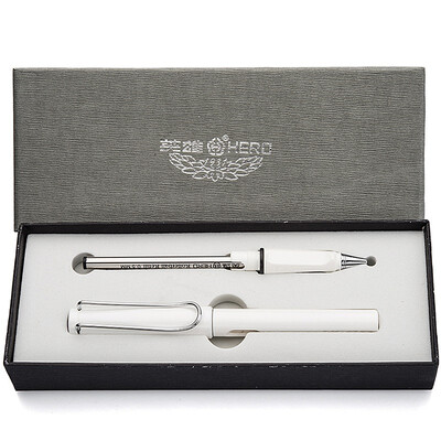 

Hero (HERO) 359 set of right-angled series of pen pen double-tip F tip + Baozhu pen white
