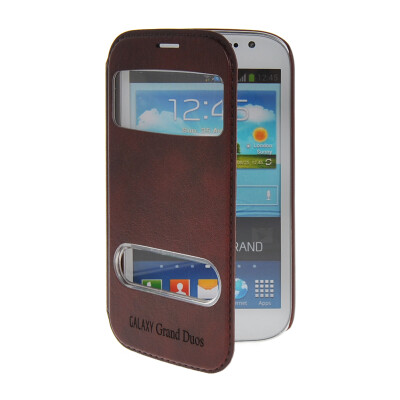 

MOONCASE View Window Leather Side Flip Pouch Stand Shell Back Case Cover for Samsung Galaxy Grand Duos i9080 i9082 Red