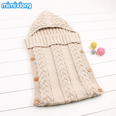 

Sleeping Bag Baby Winter Warm Envelopes For Newborns Unisex Hooded Sleep Sack Acrylic Knitting Infant Wrap Swaddle Blankets Fall