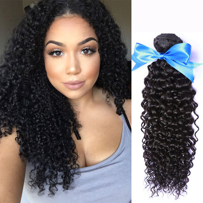 

WYF Virgin Hair Curly Hair Weave 4Pcs Индийские кудрявые кудрявые волосы Пакеты волос Реальные человеческие волосы