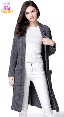 

XXL 3XL 4XL 5XL plus size vintage new autumn winter 2018 long women sweaters cardigan large size knitted gray casual female