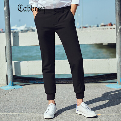 

Carbine mens 2018 spring new fashion casual pants Slim low waist pants tide brand youth nine points I paint black 11 54185XXL
