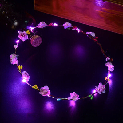 

Wedding Xmas Party Women Girls LED Light Up Flower Headband Hair Wreath Garland